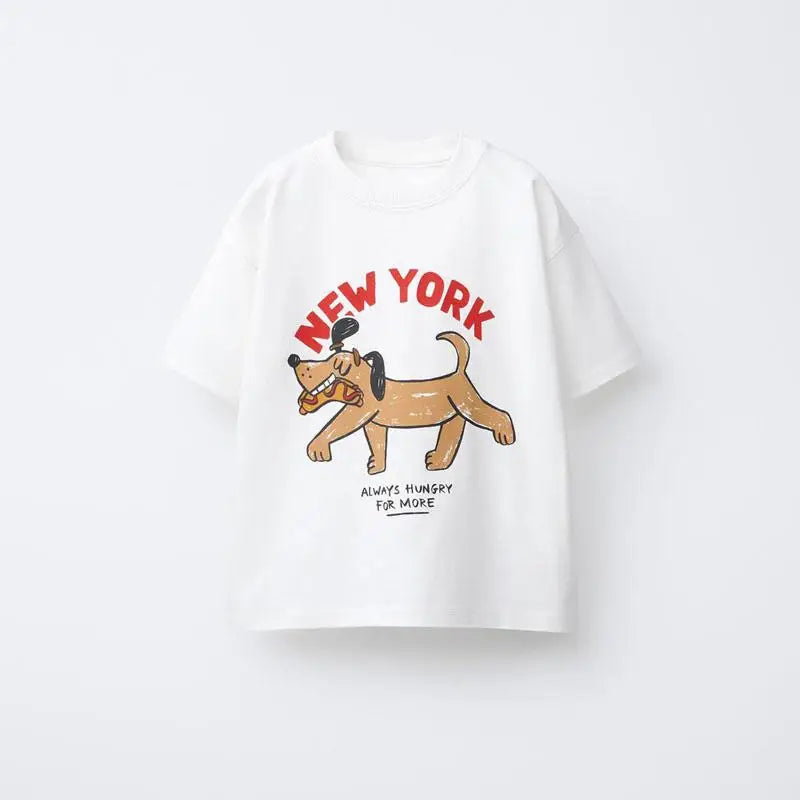 Animal Pattern Boys Clothes T-shirt Summer New Simple Fashion Short Sleeve Tops Kids Tees Round Collar Print Children's T Shirts
