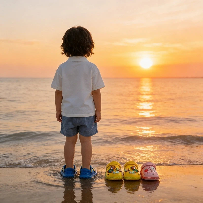 Summer Kids Slippers Cute Cartoon Hole Shoes Closed Toe Soft Sole Non Slip Indoor Baby Sandals Slippers For Boys Girls Toddlers