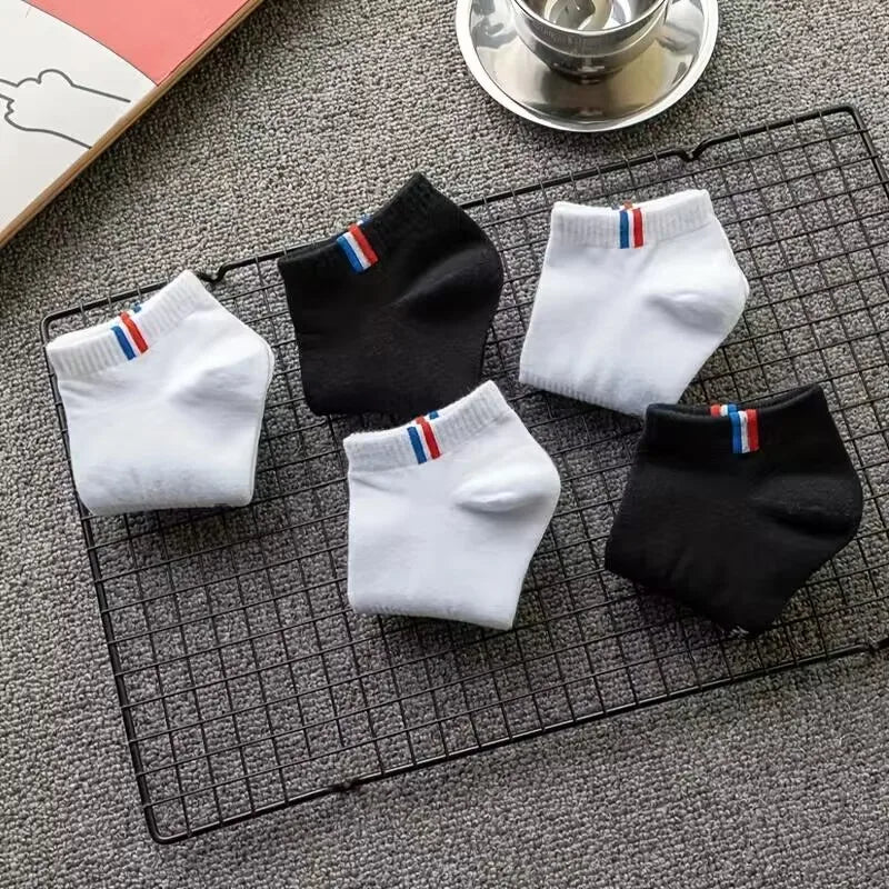 20/50 Pairs of High-Quality Soft and Comfortable Men's Sports Socks Casual and Breathable Black and White Short Socks