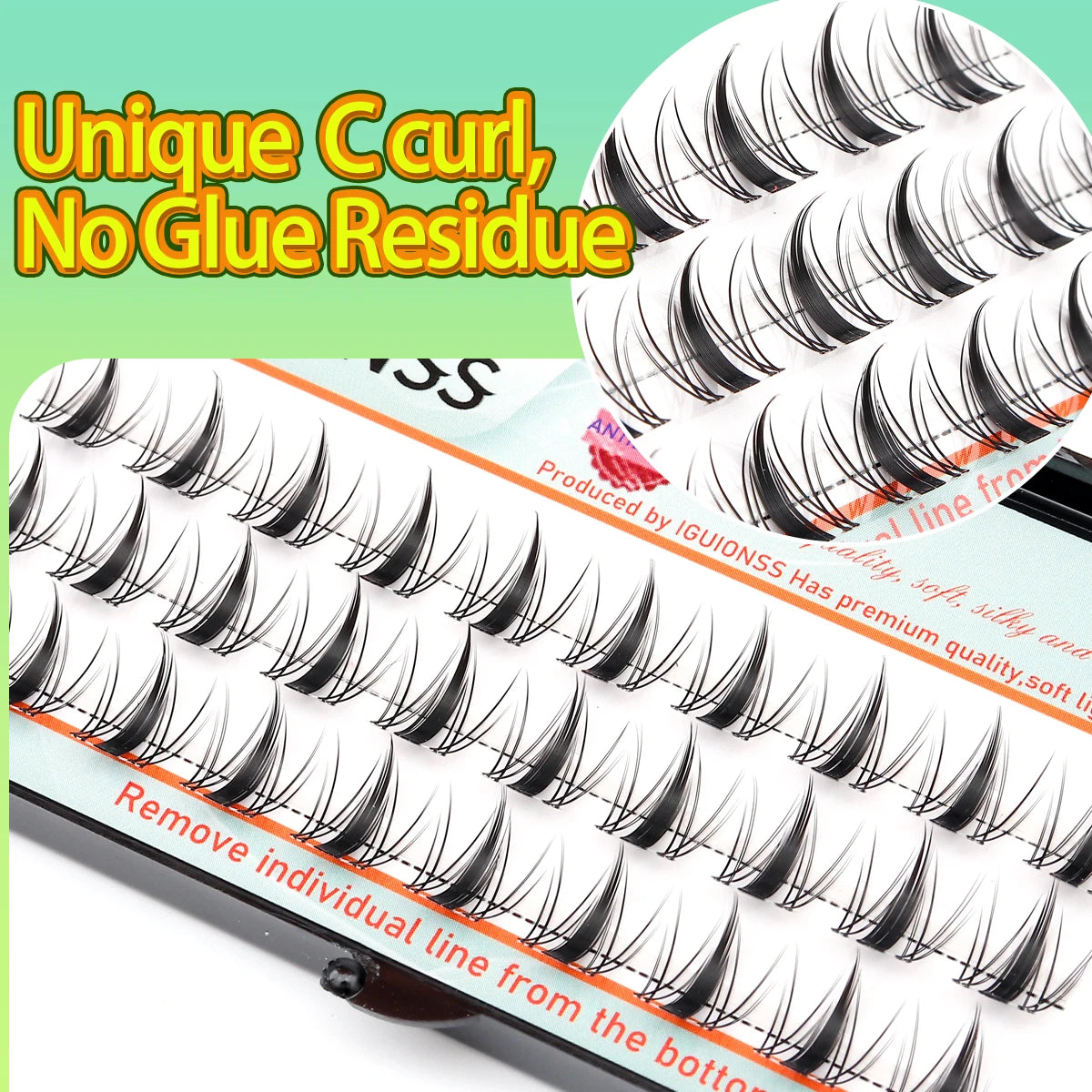 IGUIONSS Segmented False Eyelash Extension DIY Natural Individual Lash Makeup Tools Soft Easy to Operate Eyelashes