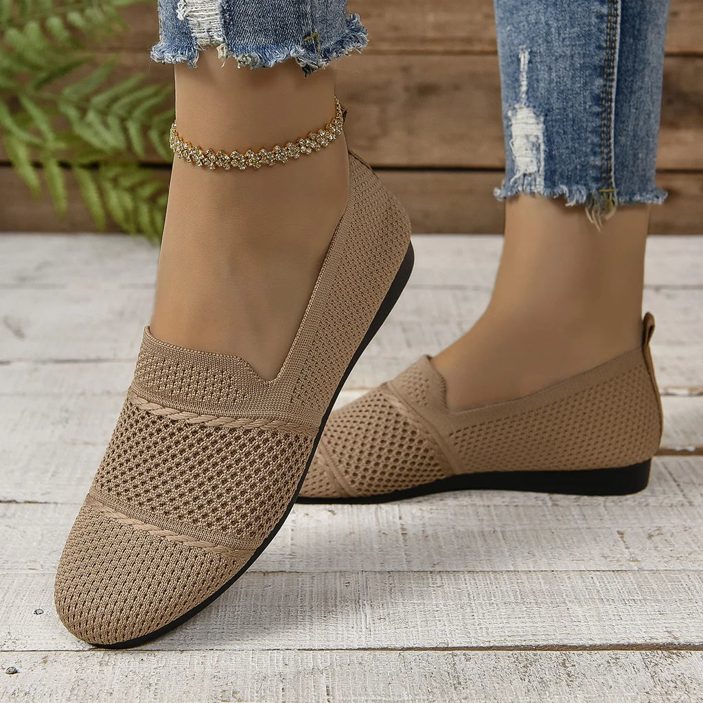 New Summer Mesh Square Toe Breathable Women Shoes Fashion Hollow Out Casual Flat Shoes for Women Large Size Zapatos De Mujer