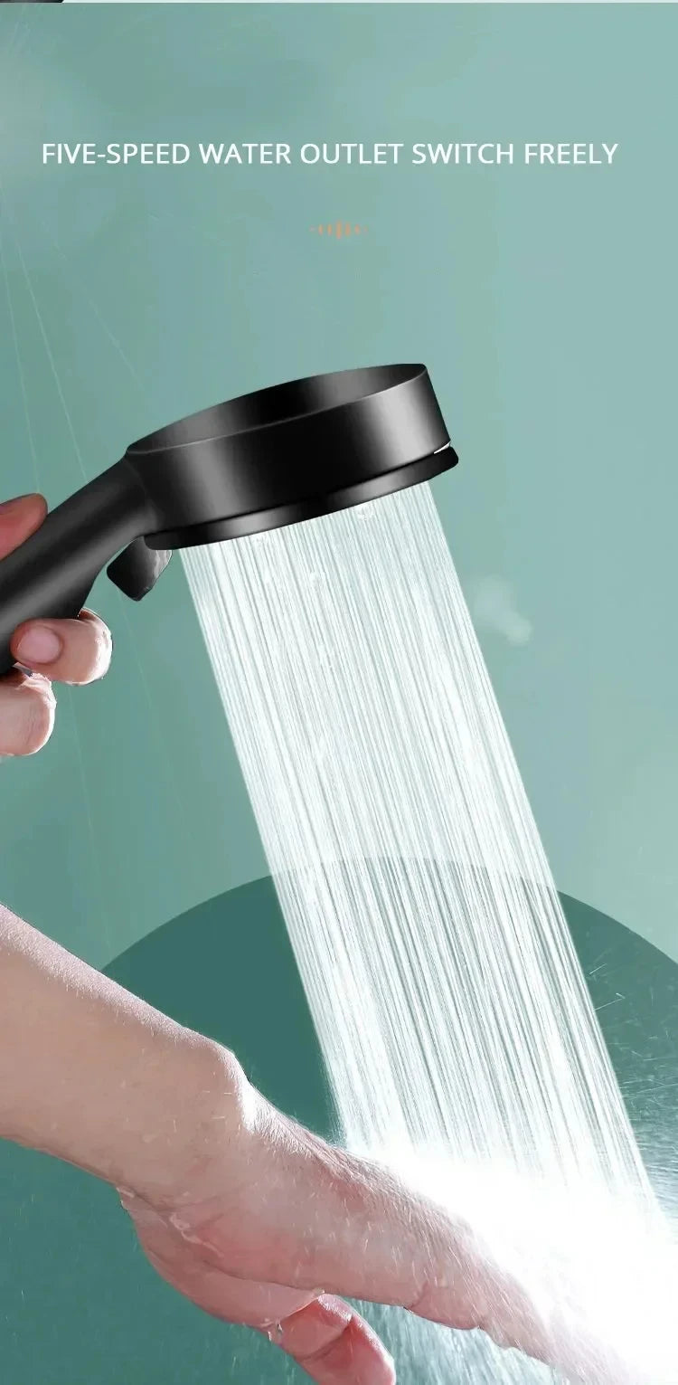 Booster Shower Head 5 Modes Household Adjustable High Pressure Water Massage Shower Head Handheld Spray Shower Bathroom Supplies