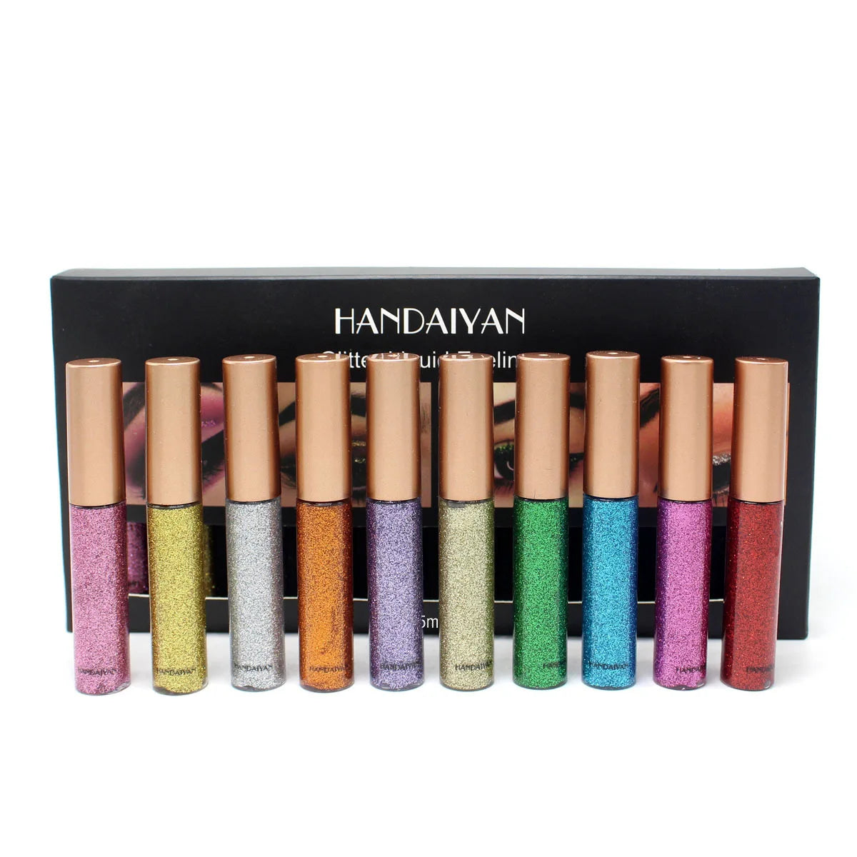 Long Lasting Glitter Eyeliner Kit 10 Vibrant Shades Metallic Sparkle Smudge Proof Easy Apply Eye Liner Makeup Set