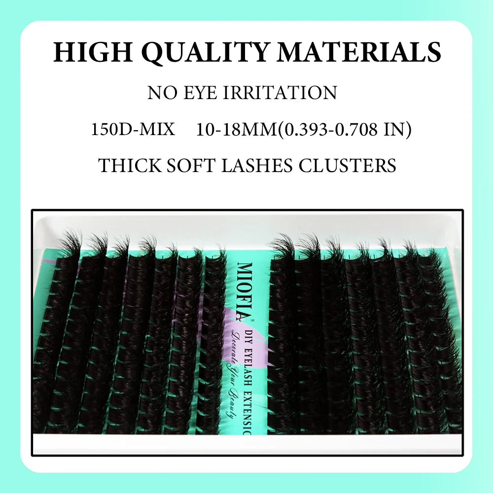MIOFIA Wispy Thick Lashes Cluster 50D 80D 100D 150D Natural Fluffy False Eyelash Extension Cat Eye Lashes Mixed Tray Makeup