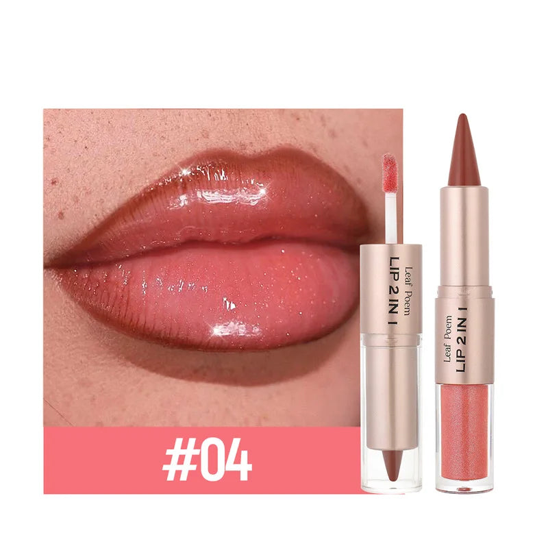 Black Brown Tapered Lip Liner Contour Pencil Double Head Mirror Plumping Lip Glaze Crystal Gloss Sexy Red Lips Tint Makeup New