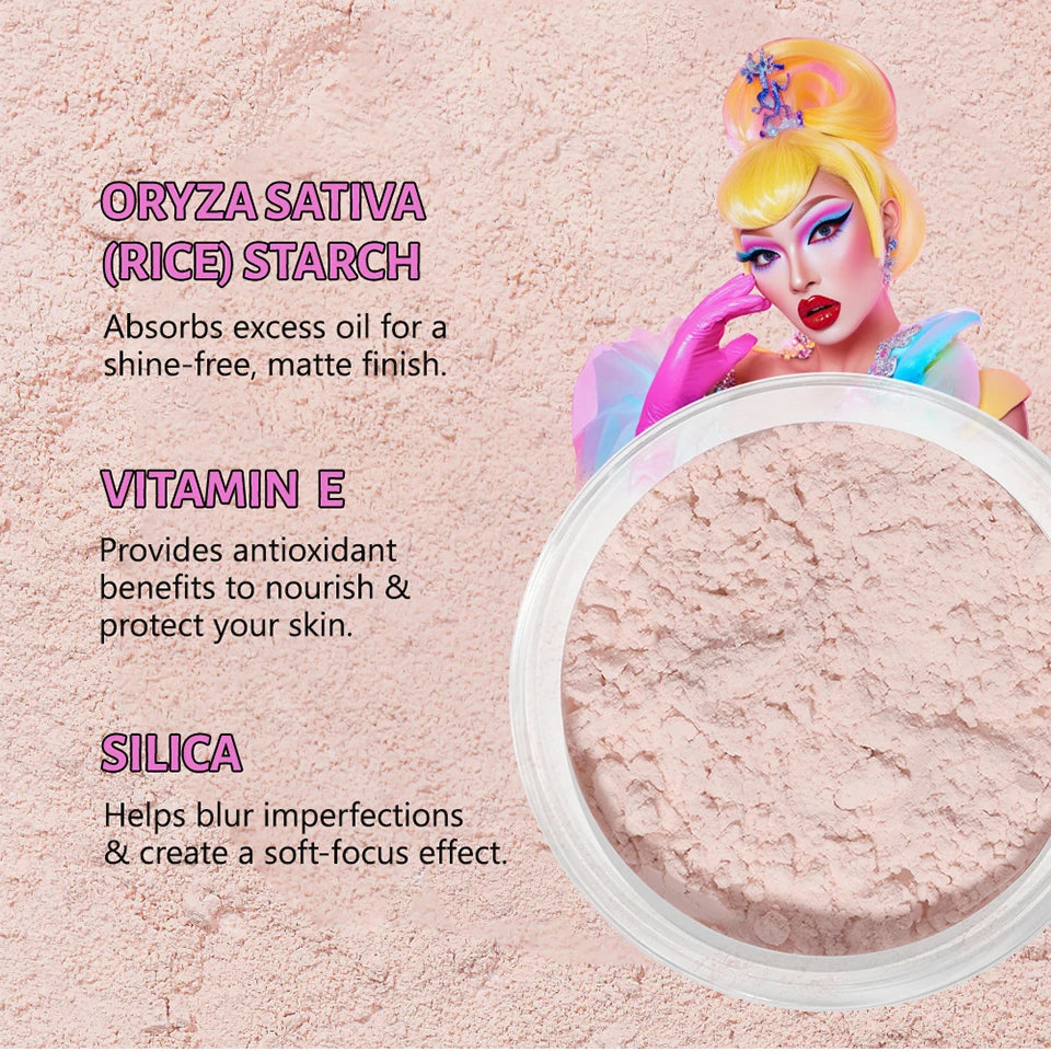 Loose Baking Setting Powder Long Lasting Oil Control Natural Face Matte Waterproof Brightening Loose Powder Makeup Cosmetics