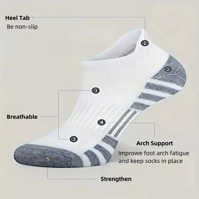 12 Pairs Men Breathable Sports Ankle Socks Arch Support Design for All Seasons Comfortable Durable Running Fitness Casual Socks