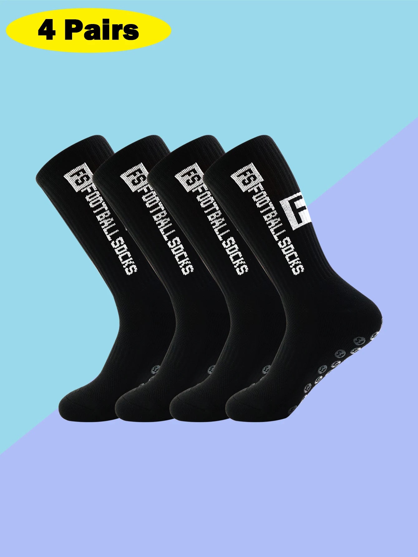 4 Pairs Men's Soccer Socks Anti Slip Non-Slip Gripper Pads for Football Basketball Sports With Grippers Socks