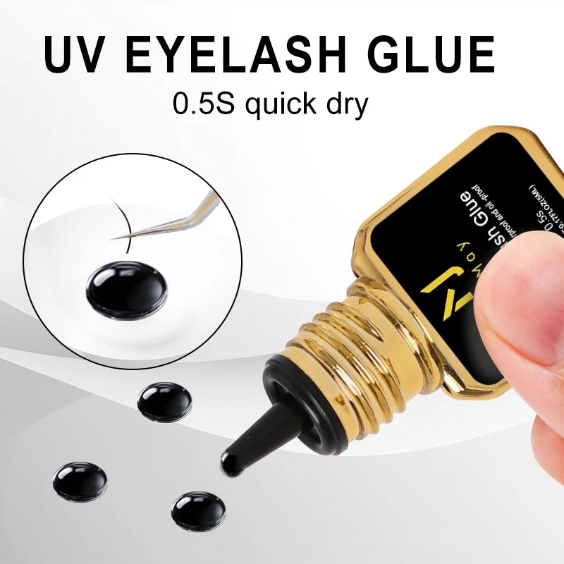 JOMAY 0.5Sec Eyelash Extension Glue Black Fast Dry UV Lashes Glue Black Eyelash Glue Lash Remover For UV Eyelash Extension