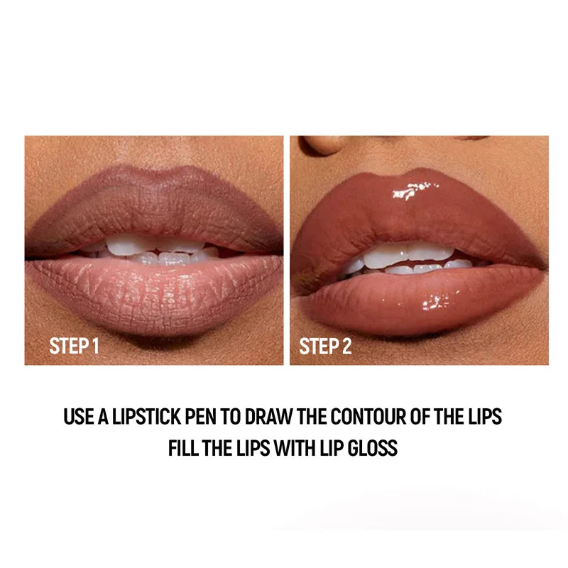 Black Brown Tapered Lip Liner Contour Pencil Double Head Mirror Plumping Lip Glaze Crystal Gloss Sexy Red Lips Tint Makeup New