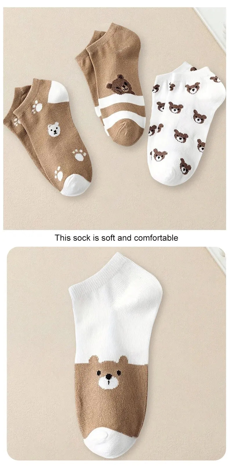 5 Pairs Women Cartoon Patterned Socks Trendy Versatile Breathable Sweat Wicking Deodorizing Antibacterial Comfortable Socks