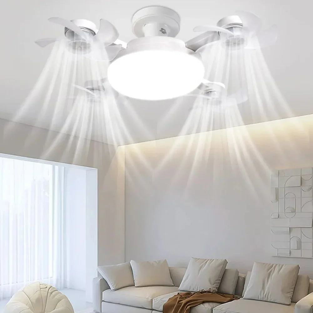 Drone Design Silent Ceiling Fan Light E27 Base Remote Controlled Dimmable 3 Color LED Ceiling Fanlight for Living Room Bedroom