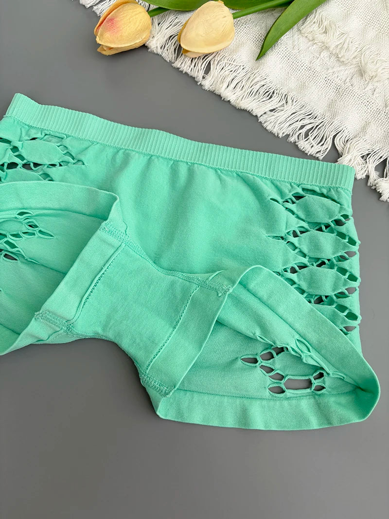 Seamless Sports Underpants Skirt Seamless Knickers Shorts Under The Skirt Sexy Side Mesh Hollow Out Boxer Panties Safety Panty