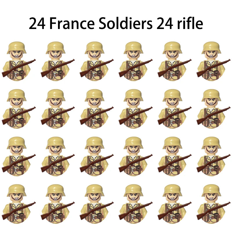 WWII Infantry Military Soldier War National Army Mini Gun Weapon Models Building Blocks Building Blocks Toys for Kids