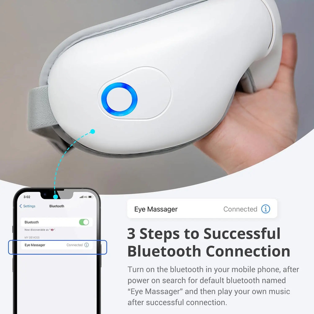 Folding Eye Massager Eye Mask with Bluetooth Music Airbag Compression Eye Care Device Gift for Eye Strain Dry Eye Improve Sleep