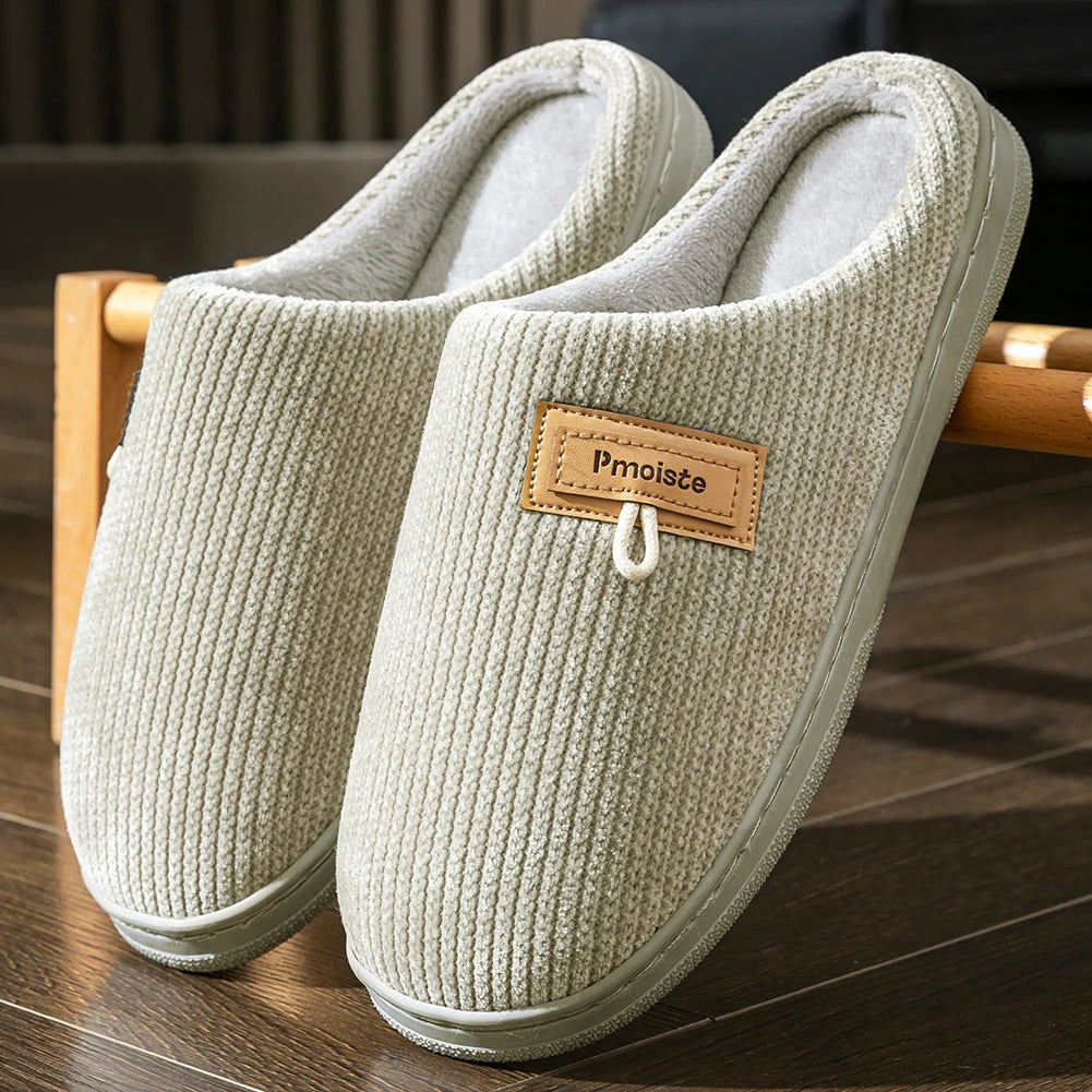 House Slippers for Men Warm Non Slip Indoor Knitted Memory Foam TPR Sole Cushion Home Shoes Winter Luxury Designer Comfort