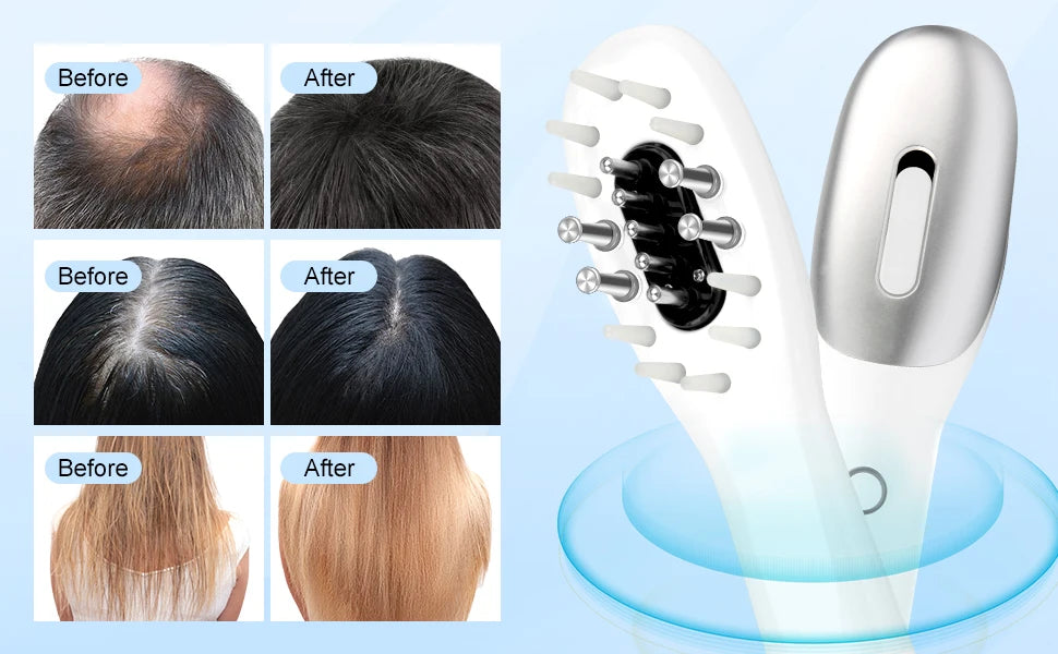 3 in 1 EMS Hair Growth Massage Comb with Hair Oil Dispenser Red Blue Light AntiHair Loss High Frequency Vibration Scalp Massager