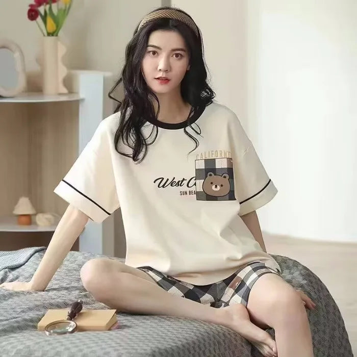 Sleepwear Set Women Short Pajamas for Women Women's Summer Pajamas Pajama Sets Pijama Woman Home Wear Panties Sleep Lounge