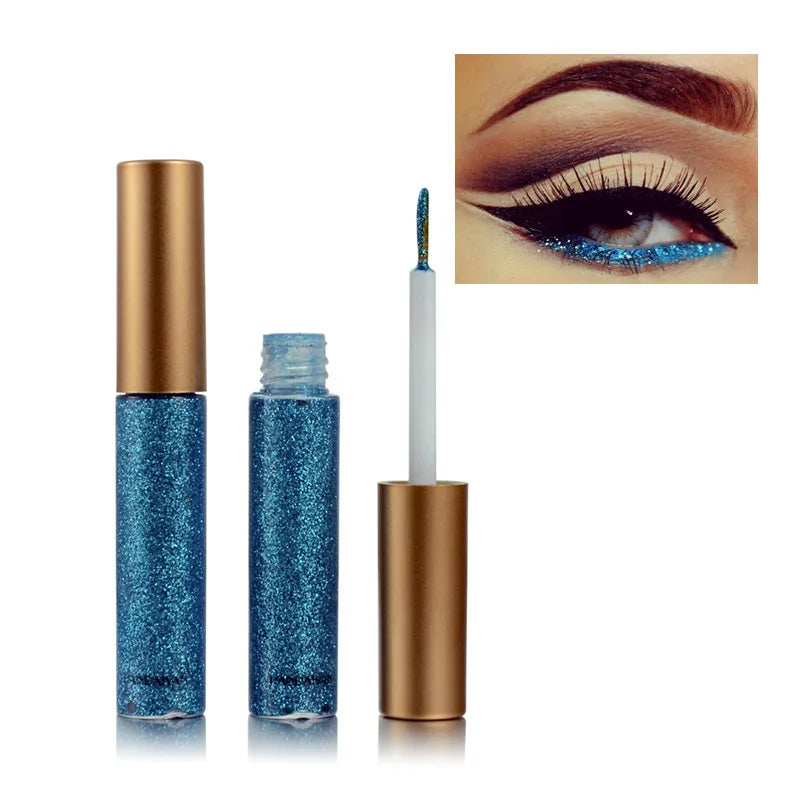 Long Lasting Glitter Eyeliner Kit 10 Vibrant Shades Metallic Sparkle Smudge Proof Easy Apply Eye Liner Makeup Set