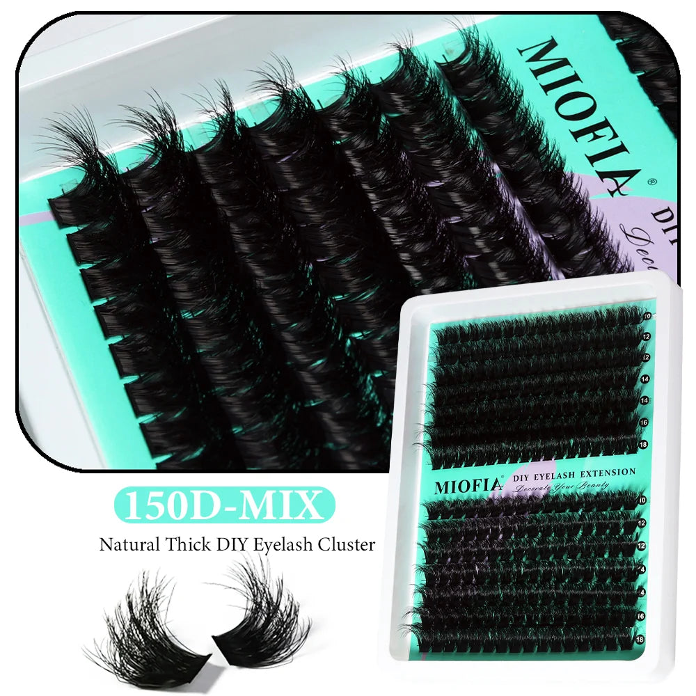 MIOFIA Wispy Thick Lashes Cluster 50D 80D 100D 150D Natural Fluffy False Eyelash Extension Cat Eye Lashes Mixed Tray Makeup