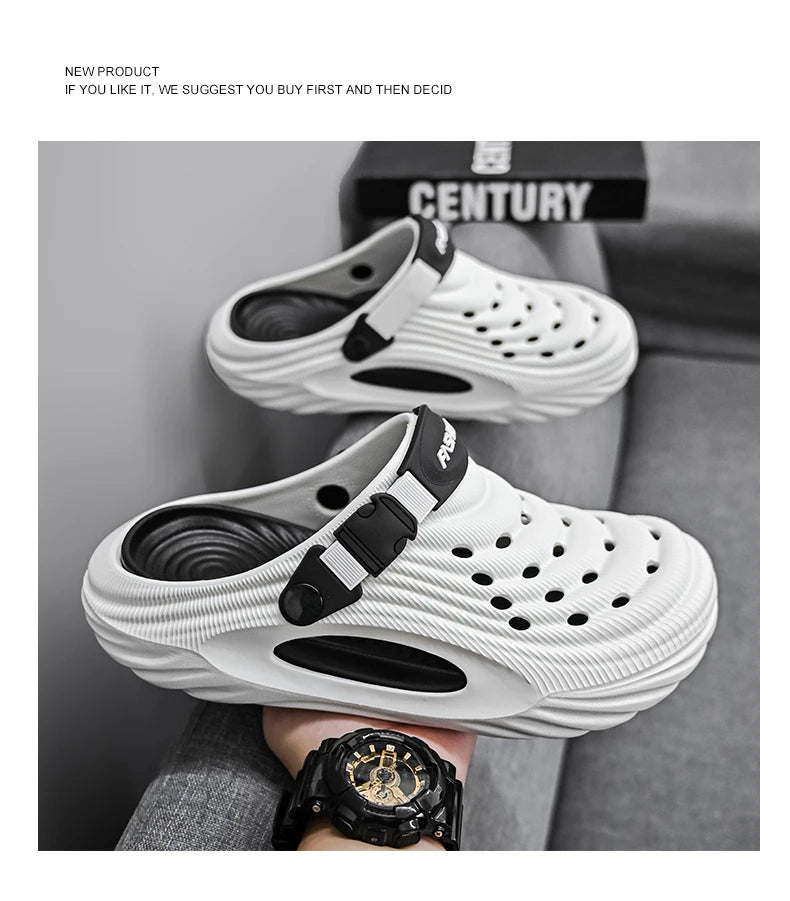 New Couple Models Hole Shoes Summer Women's Sandals Beach Lightweight Men's Slippers Baotou Waterproof Sandals Slippers Men