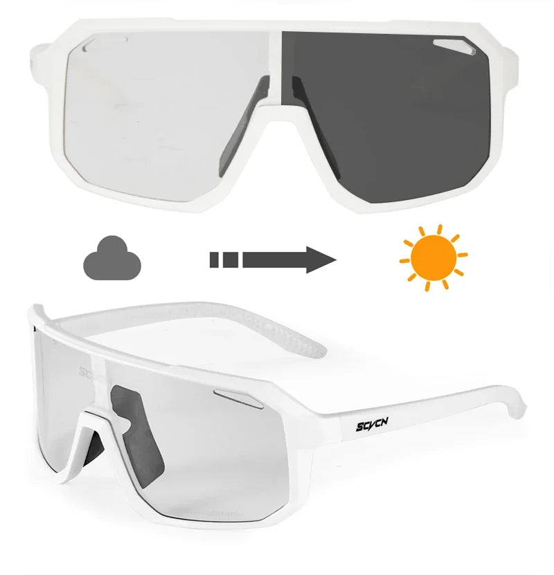 SCVCN New Photochromic Cycling Glasses Motorcycle Bike Riding Outdoor Sport Cycling Sunglasses Men Women Hiking UV400 Goggles