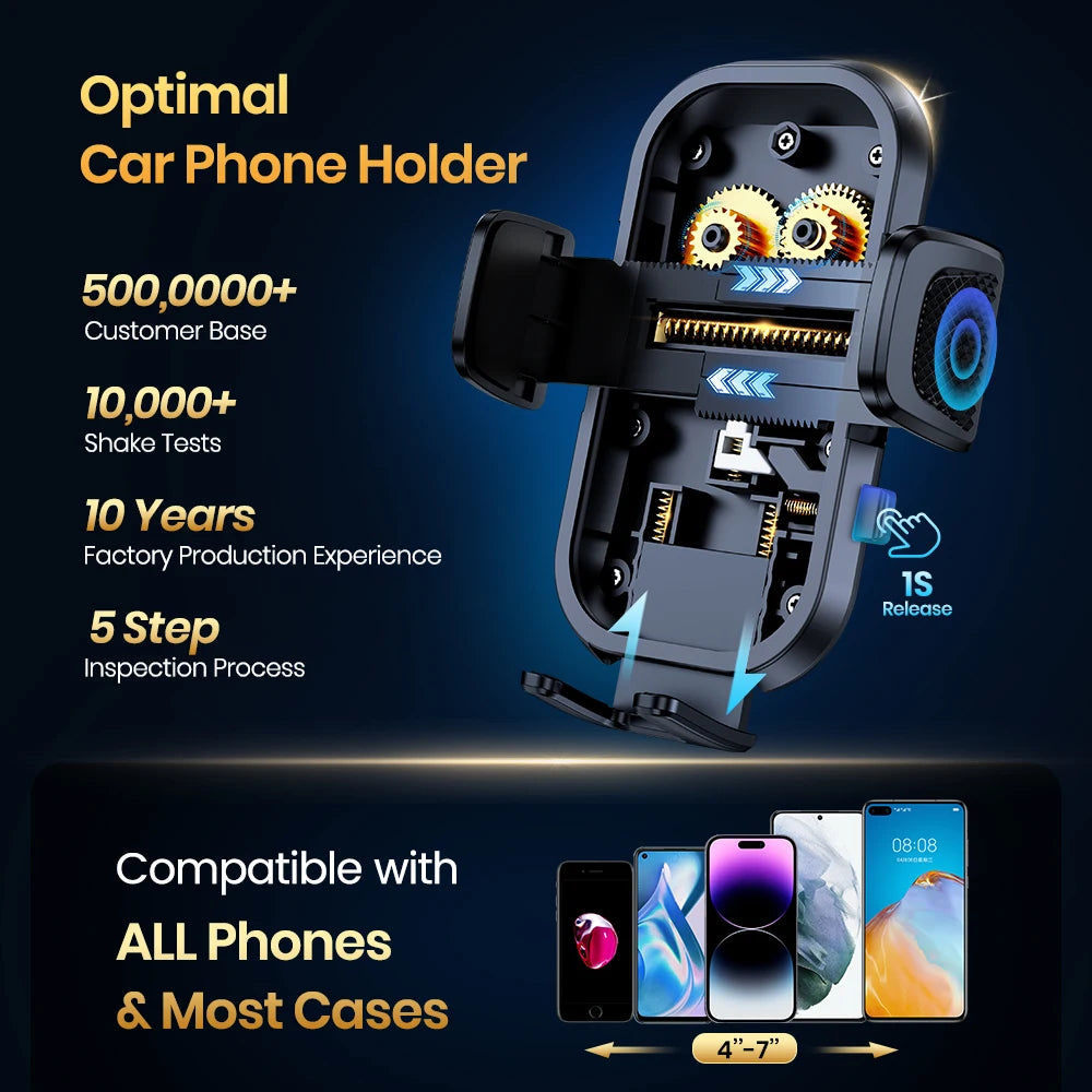 TOPK Car Phone Holder Air Vent Mount for Big Phones & Thick Cases | Hands-Free Clamp Cradle for iPhone, Samsung, All Smartphones