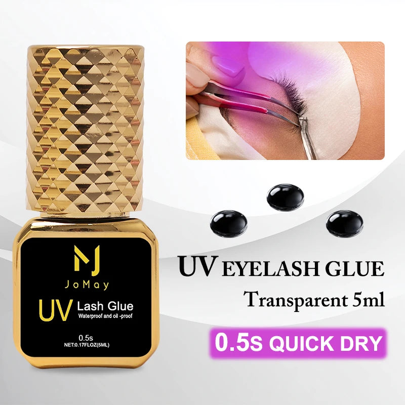 JOMAY 0.5Sec Eyelash Extension Glue Black Fast Dry UV Lashes Glue Black Eyelash Glue Lash Remover For UV Eyelash Extension