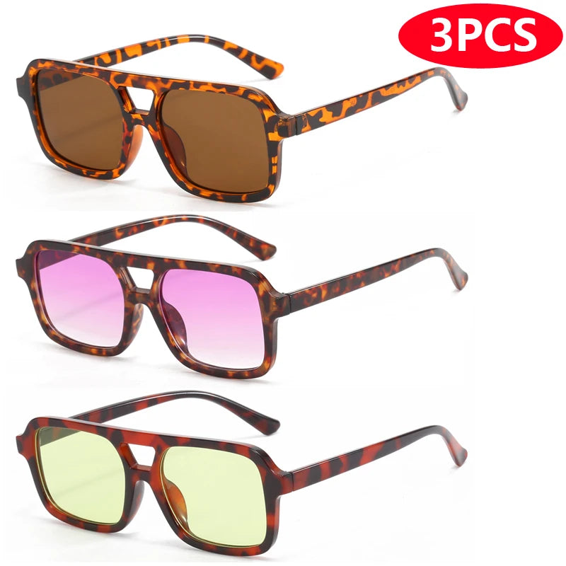 3pcs/6pcs New Parallel Bars Versatile Sun Glasses Retro Fashion Outdoor Sunglasses Riding UV Protection Eyeglasses Female