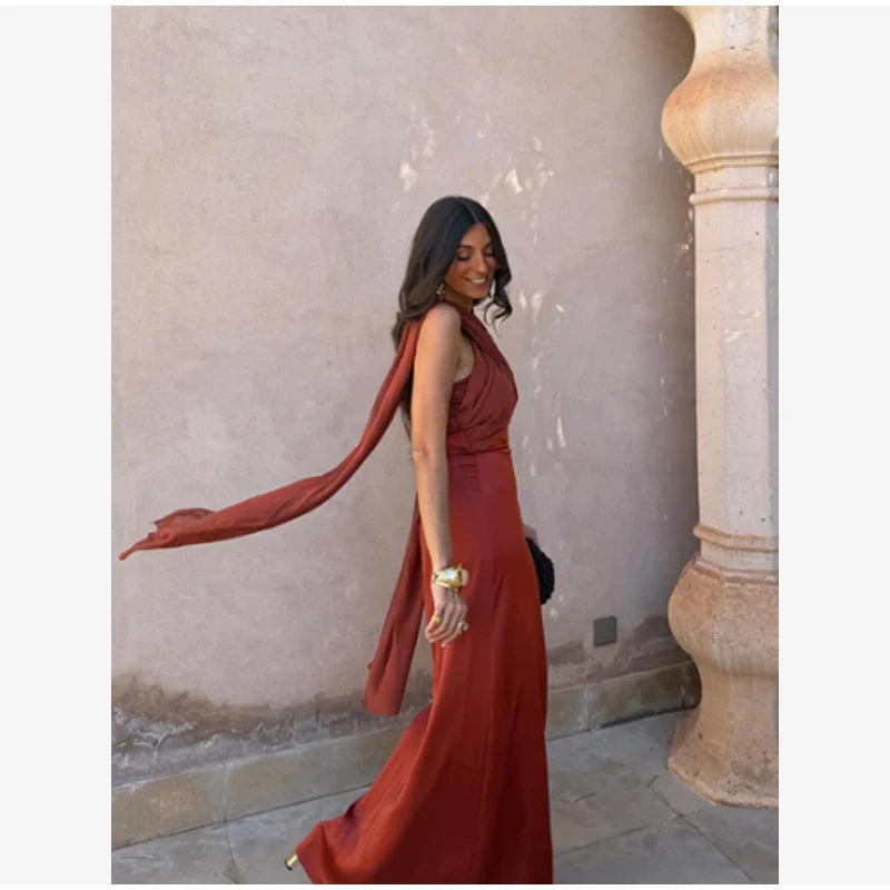 Solid Color Strapless Ribbon Women Summer Dress Sexy Sleeveless Backless High Waist Slim Maxi Vestidos 2026 Lady Vacation Outfit