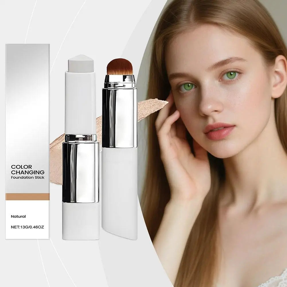 Lightweight Korean Changing Foundation Stick Hydrating Non-Sticky 20H Long-Wear Brightening Built-in Brush for All Skin Types