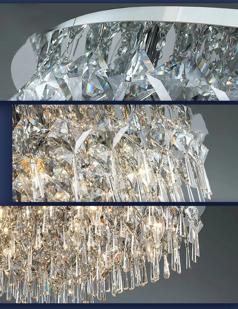 Modern Minimalist LED K9 Crystal Chandelier Ceiling Pendant Suspend Lights Home Decoration Lamp Dining Room Living Villa Bedroom