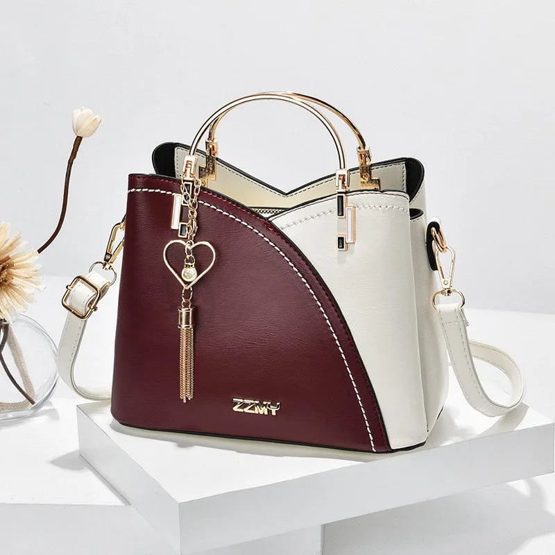 Fashionable handbag Korean color-blocking large capacity women's bag fashionable one-shoulder crossbody bag bucket bag