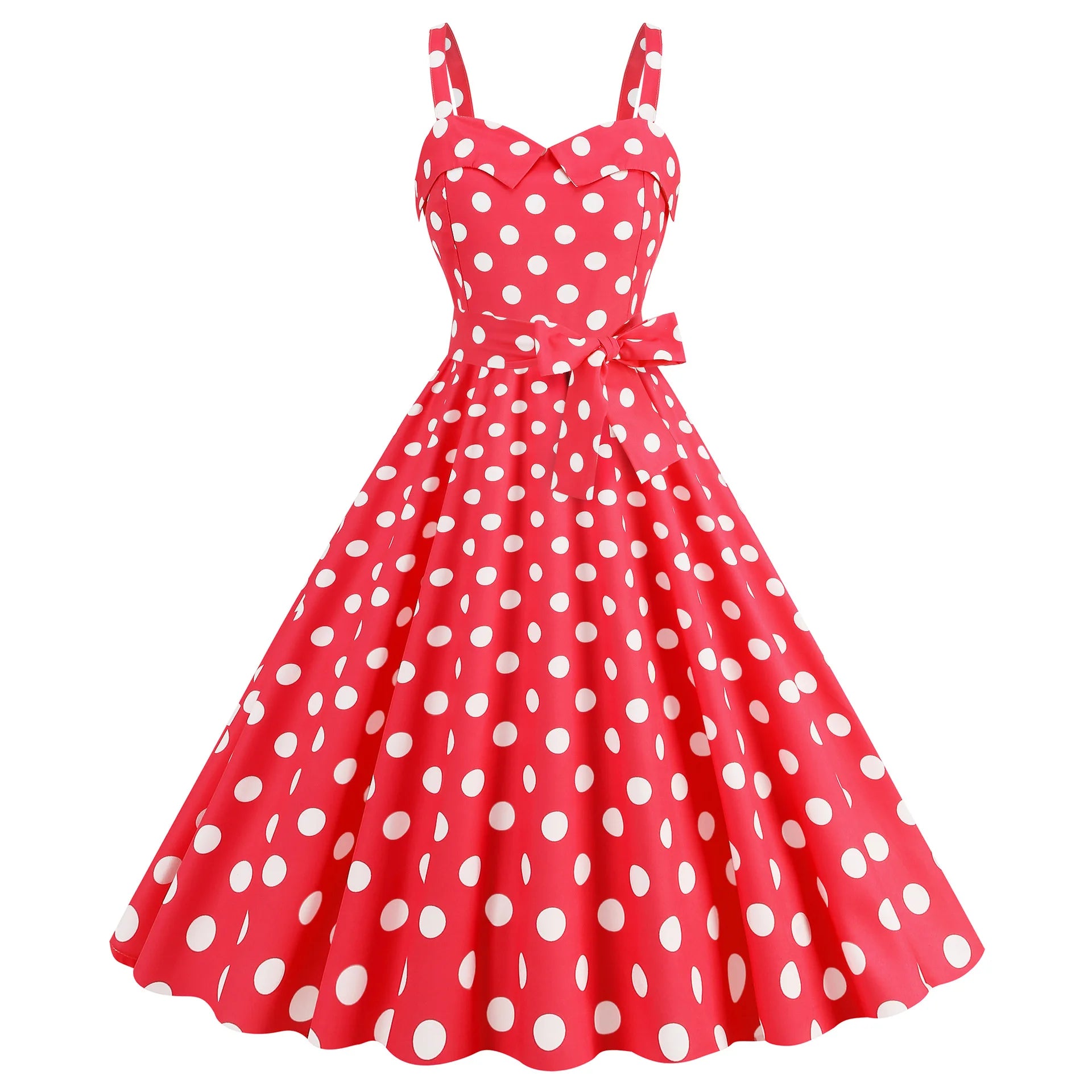 Elegant Women Pink Polka Dot Dress Summer Robe Hepburn 1950s 60s Vintage Sexy Halter Rockabilly Retro Party Dresses 2026 Vestido