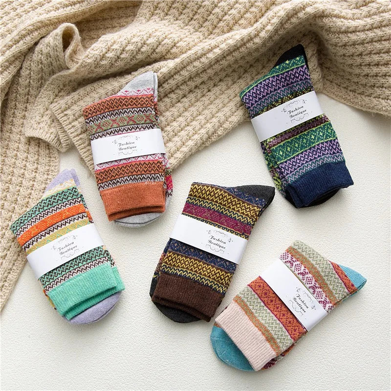 5 Pairs Women Winter Autumn Fashionable Mid Socks New Crew Ladies Happy Funny Novelty Dot Design Socks  ﻿