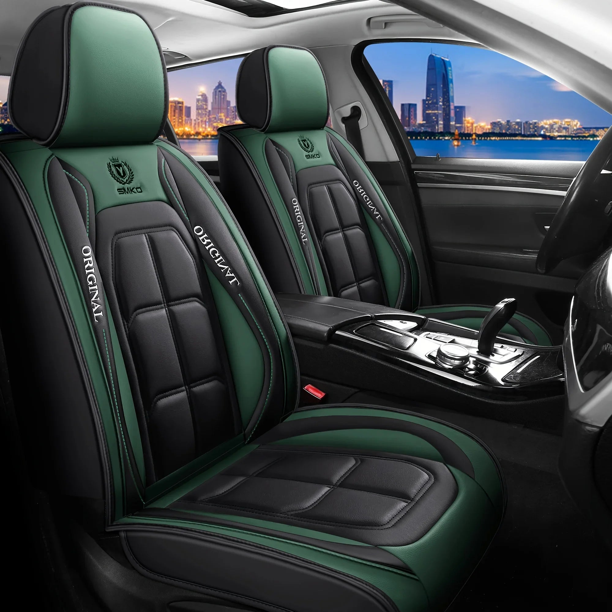 All inclusive seat cover, full leather car seat cushion, single seat driver and passenger seat cover, all season universal pad