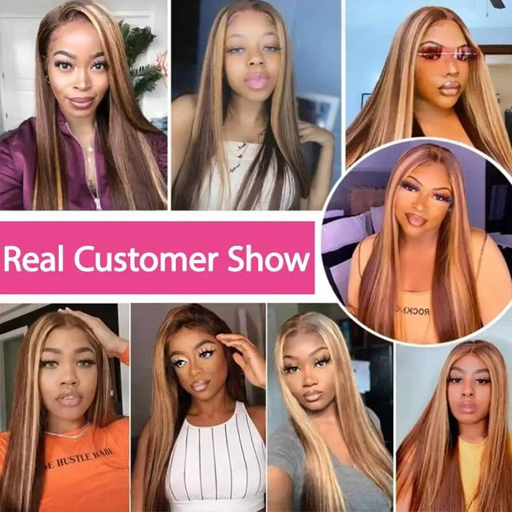 Highlight Wigs Colored Straight Lace Front Human Hair Wigs For Women Honey Blonde Straight 13x4 Hd Lace Frontal Wigs Human Hair