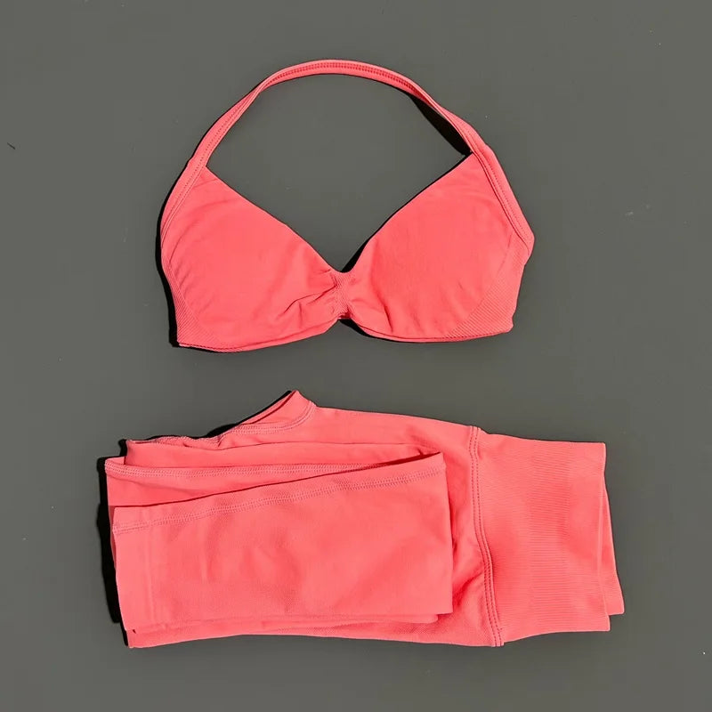 2 Piece Yoga Clothes Women Tracksuit Athletic Wear Pilates Fitness Suit Gym Workout Push Up Clothes Sports Bra Leggings Suit