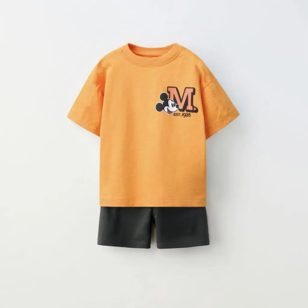 2025 Summer New Donald Duck Boys And Girls T-shirt Cute Cartoon Fashion Casual Short Sleeve+shorts Children's Set Two Piece Set