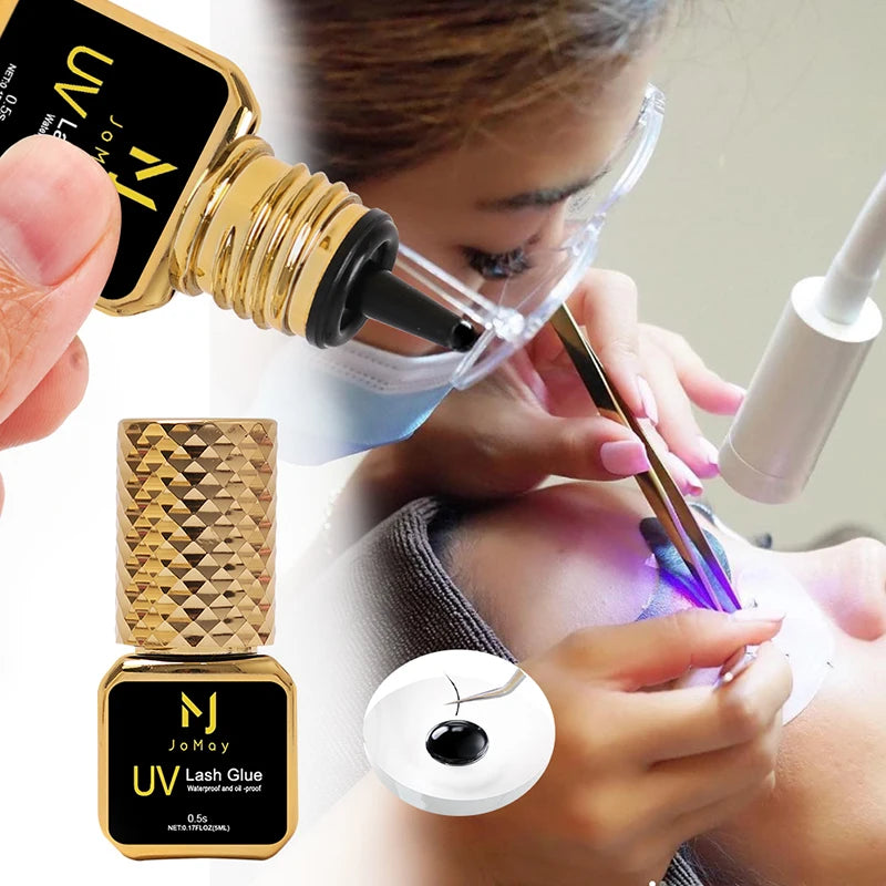 JOMAY 0.5Sec Eyelash Extension Glue Black Fast Dry UV Lashes Glue Black Eyelash Glue Lash Remover For UV Eyelash Extension