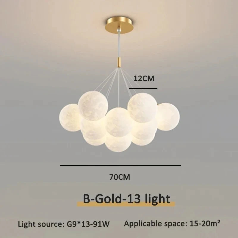 Modern Minimalist LED Ceiling Pendant Lamps Design Cream Ball Chandelier Light Home Decor for Living Dinning Room Bedroom Indoor