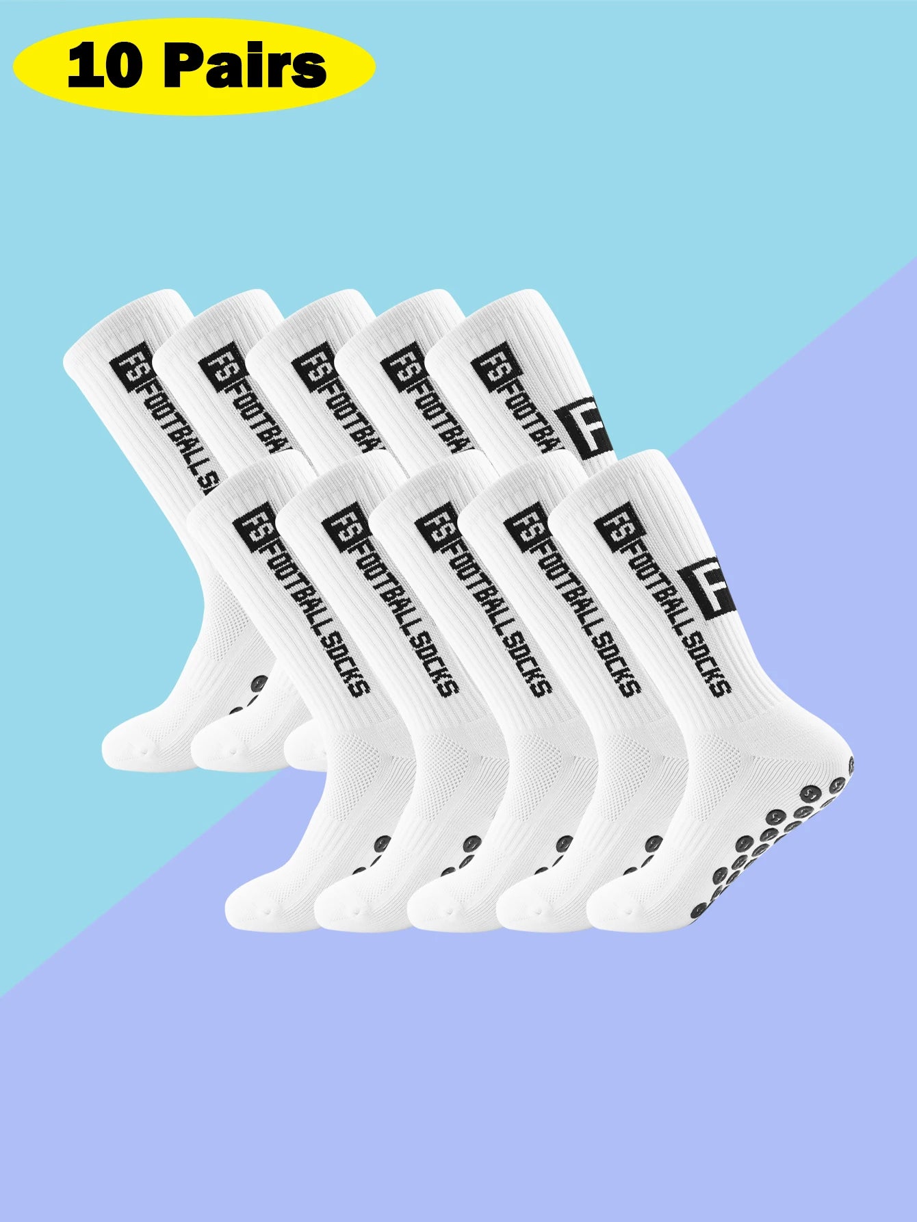 10 Pairs Men's Soccer Socks Anti Slip Non-Slip Gripper Pads for Football Basketball Sports With Grippers Socks