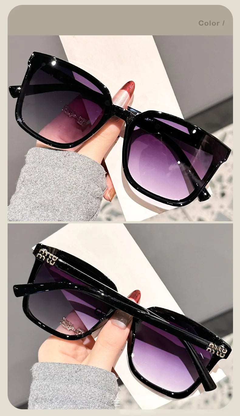 New style temple letter large frame square thin frame high-end sunglasses for women DS-8162