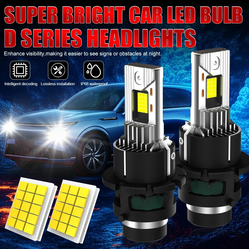 2PCS D2S D4S D2R LED Headlight HID D1S D3S D8S LED Headlamp Bulbs 1000000LM Xenon Car Lights Turbo Lamps Canbus 6000K Plug&Play