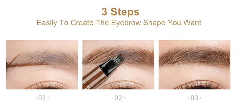 4 Point Eyebrow Pencil 4 Prong Tip Eyebrow Pen 4 Fork Eyebrow Pencil Waterproof Liquid Eyebrow Pencil Long Lasting Like Real