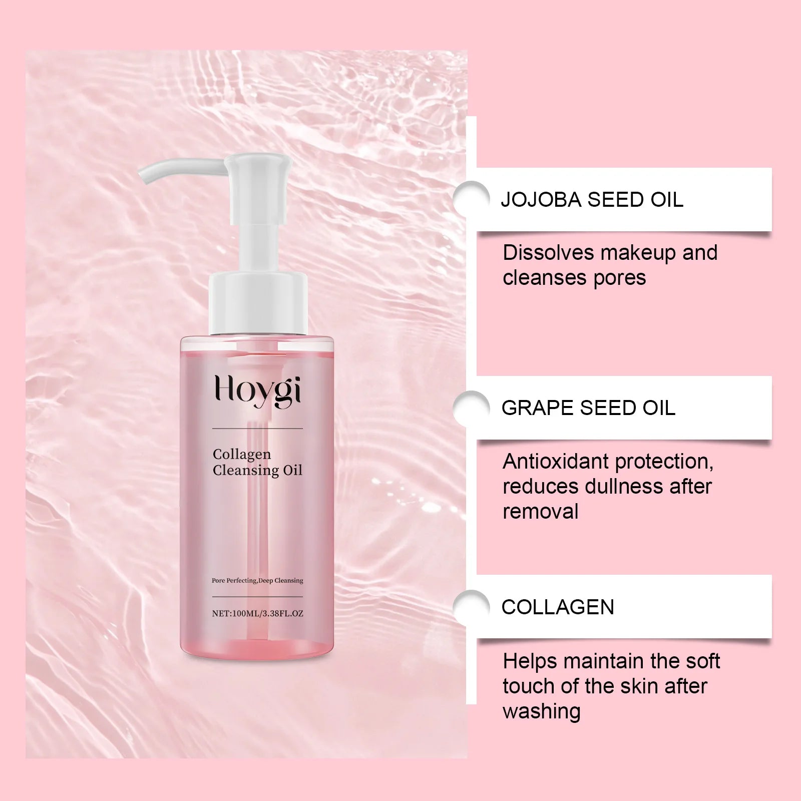 Collagen Makeup Remover Oil Jojoba Oil Makeup Remover Deep Cleansing Pore Dirt Gentle Daily Emulsifying Facial Cleanser Cosmetic