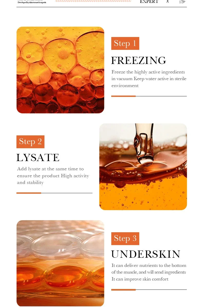 Facial  Serum Yeast Freeze-Dried Power Skin Care Set Shrink Pores Moisturizing Brighten Anti Aging Peptides Essence
