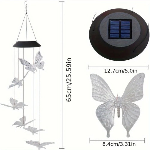 1PC Led Color Changing Butterfly Dragonfly Hummingbird Solar Wind Chimes Outdoor Waterproof Birthday Gifts