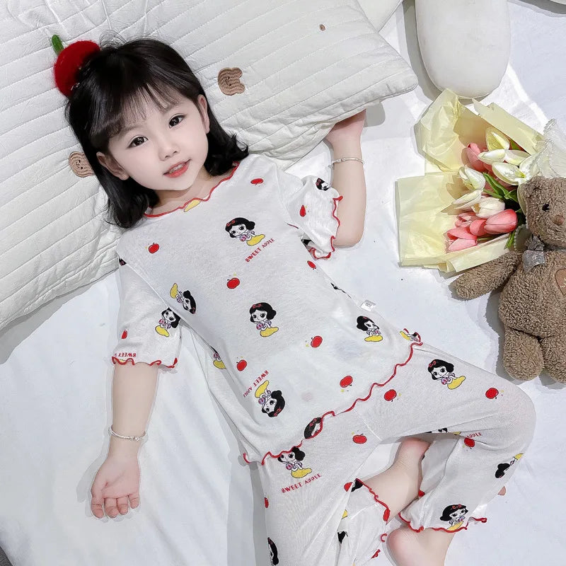 Baby Pajamas Sets Cotton Child Pajamas Toddler Summer Sleeveless Baby Nightwear Pyjamas Kids Cartoon Homewear Clothes