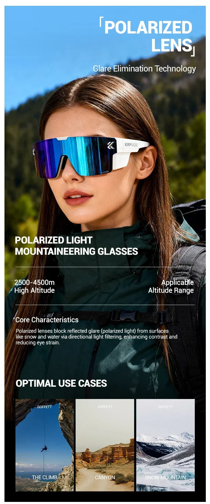Kapvoe 2026 Hiking Eyewear Cycling Glasses Polarized MTB Bike Sunglasses UV400 Lenses Men Women Sunglasses Protective Glasses